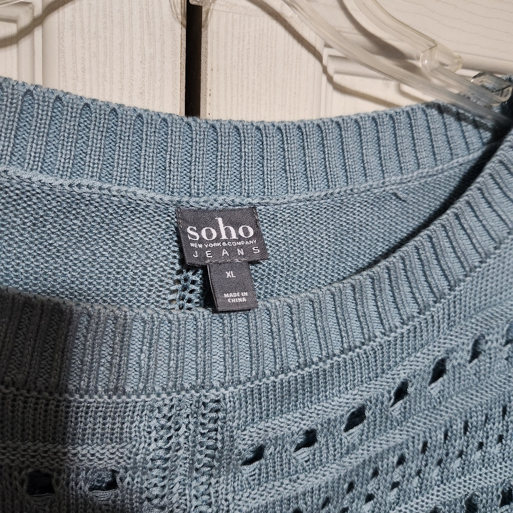 Soho Women's Knit Sweater in Soft Blue - Picture 6 of 9